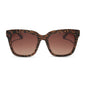 diff eyewear featuring the bella square sunglasses with a animal print frame and brown gradient lenses front view