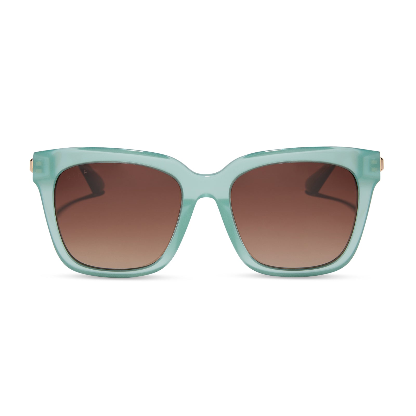 diff eyewear wholesale bella square sunglasses with a aquatic awe teal frame and brown gradient lenses front view