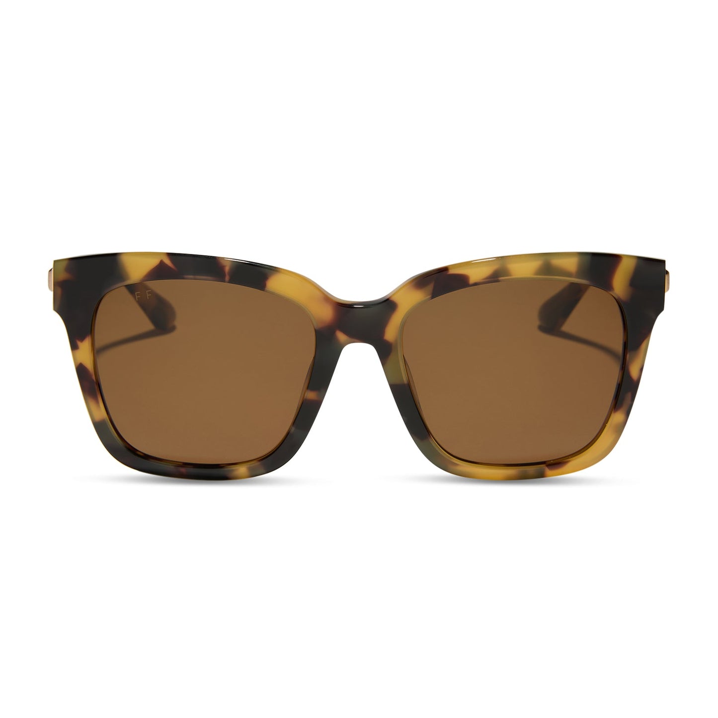 diff eyewear featuring the bella square sunglasses with a brown kombu frame and brown polarized lenses front view