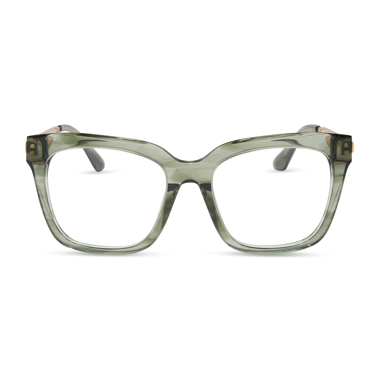 diff eyewear featuring the bella square prescription glasses with a cool matcha green frame front view