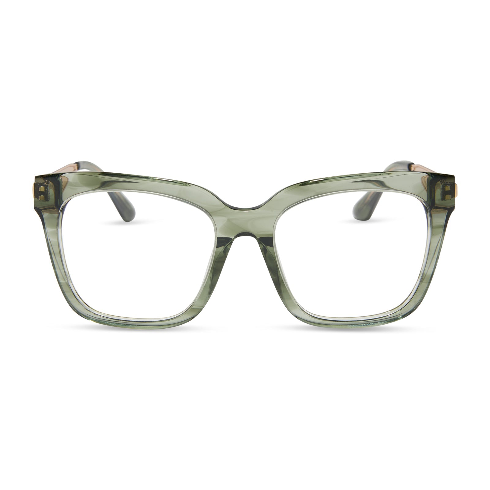diff eyewear featuring the bella square prescription glasses with a cool matcha green frame front view