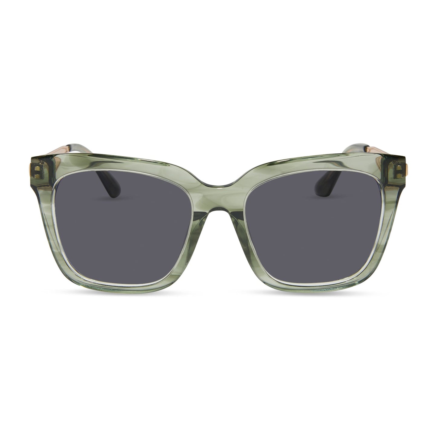 diff eyewear featuring the bella square prescription sunglasses with a cool matcha green frame front view