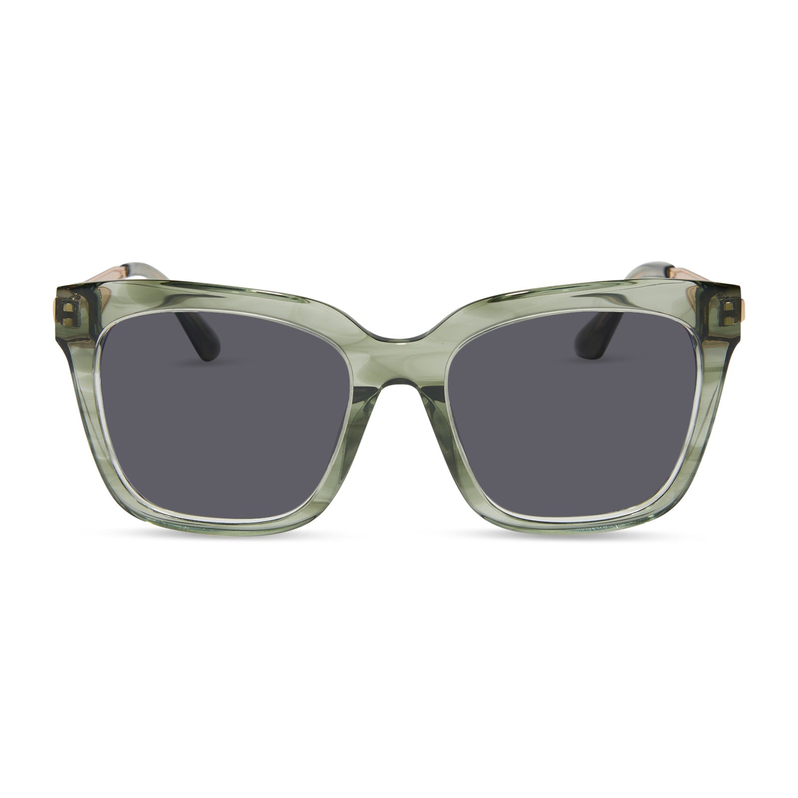 diff eyewear featuring the bella square prescription sunglasses with a cool matcha green frame front view