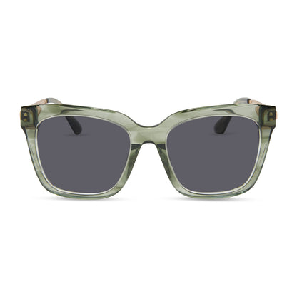 diff eyewear featuring the bella square prescription sunglasses with a cool matcha green frame front view