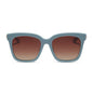diff eyewear bella square oversized sunglasses with a dew drop blue frame, gold temples and brown gradient lenses front view