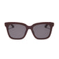 diff eyewear bella square sunglasses with a rugby red acetate frame and grey polarized lenses front view