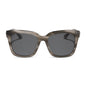 diff eyewear featuring the bella square sunglasses with a smoke marble frame and grey polarized lenses front view