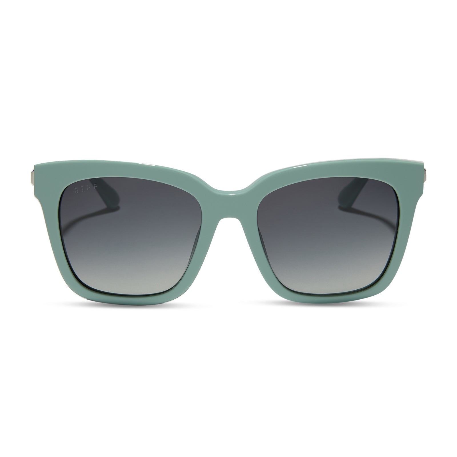 diff eyewear featuring the bella square sunglasses with a steel teal frame and grey gradient lenses front view