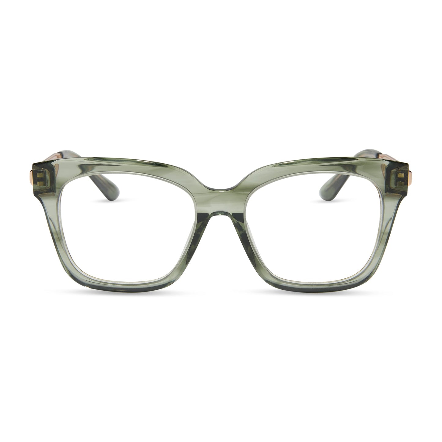 diff eyewear featuring the bella xs square prescription glasses with a cool matcha green frame front view
