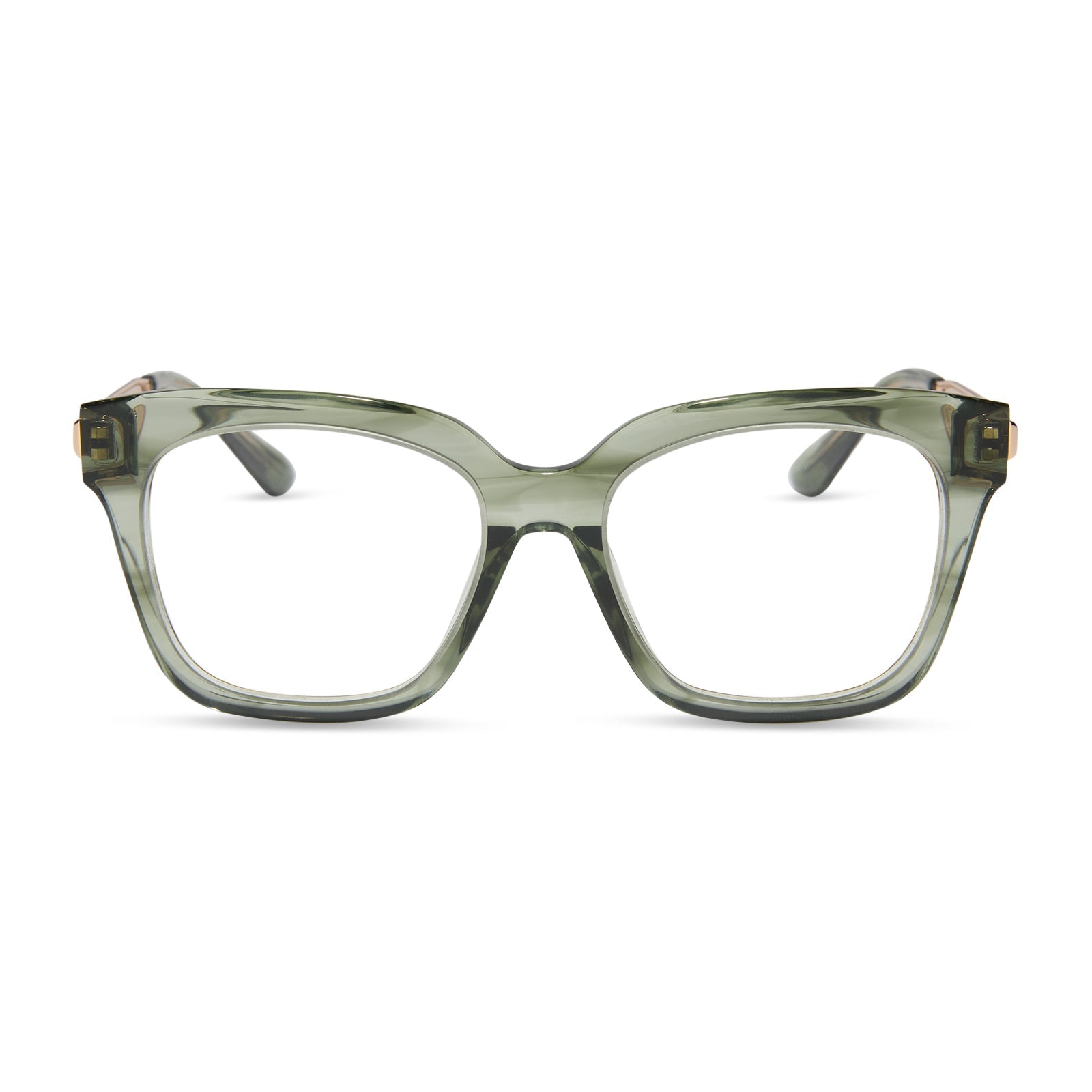 diff eyewear featuring the bella xs square prescription glasses with a cool matcha green frame front view