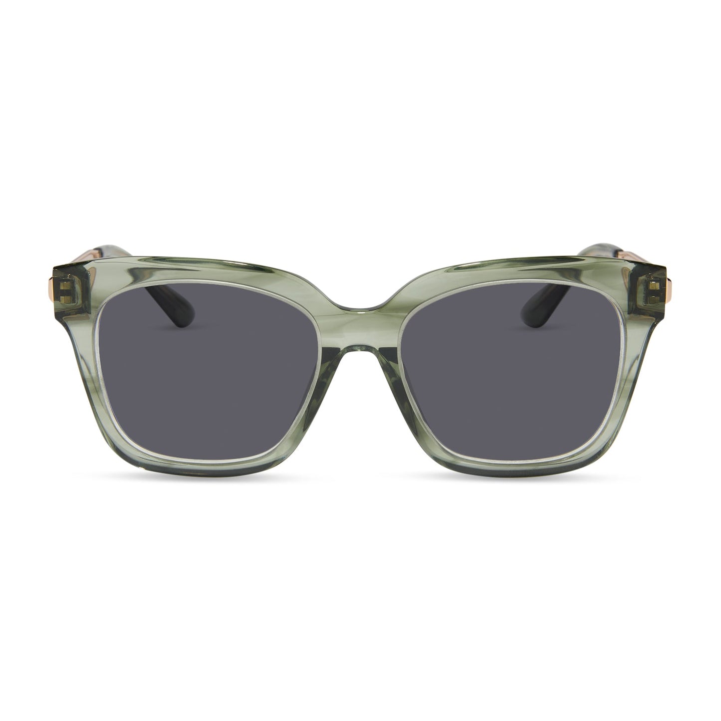 diff eyewear featuring the bella xs square prescription sunglasses with a cool matcha green frame front view