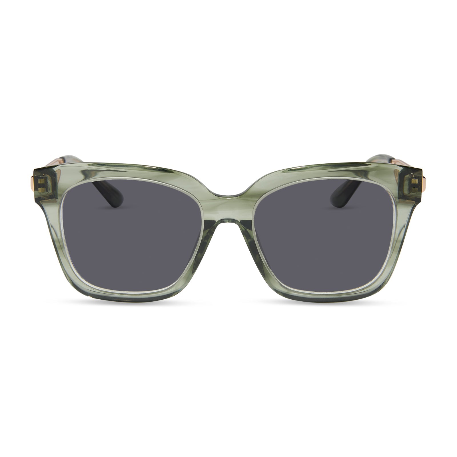 diff eyewear featuring the bella xs square prescription sunglasses with a cool matcha green frame front view