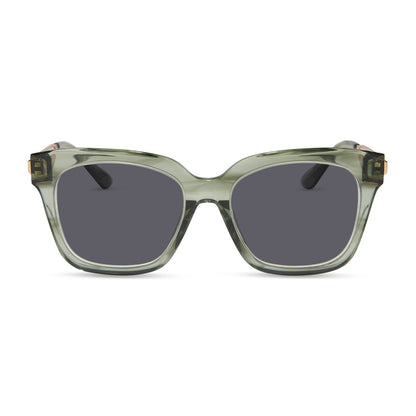 diff eyewear featuring the bella xs square prescription sunglasses with a cool matcha green frame front view