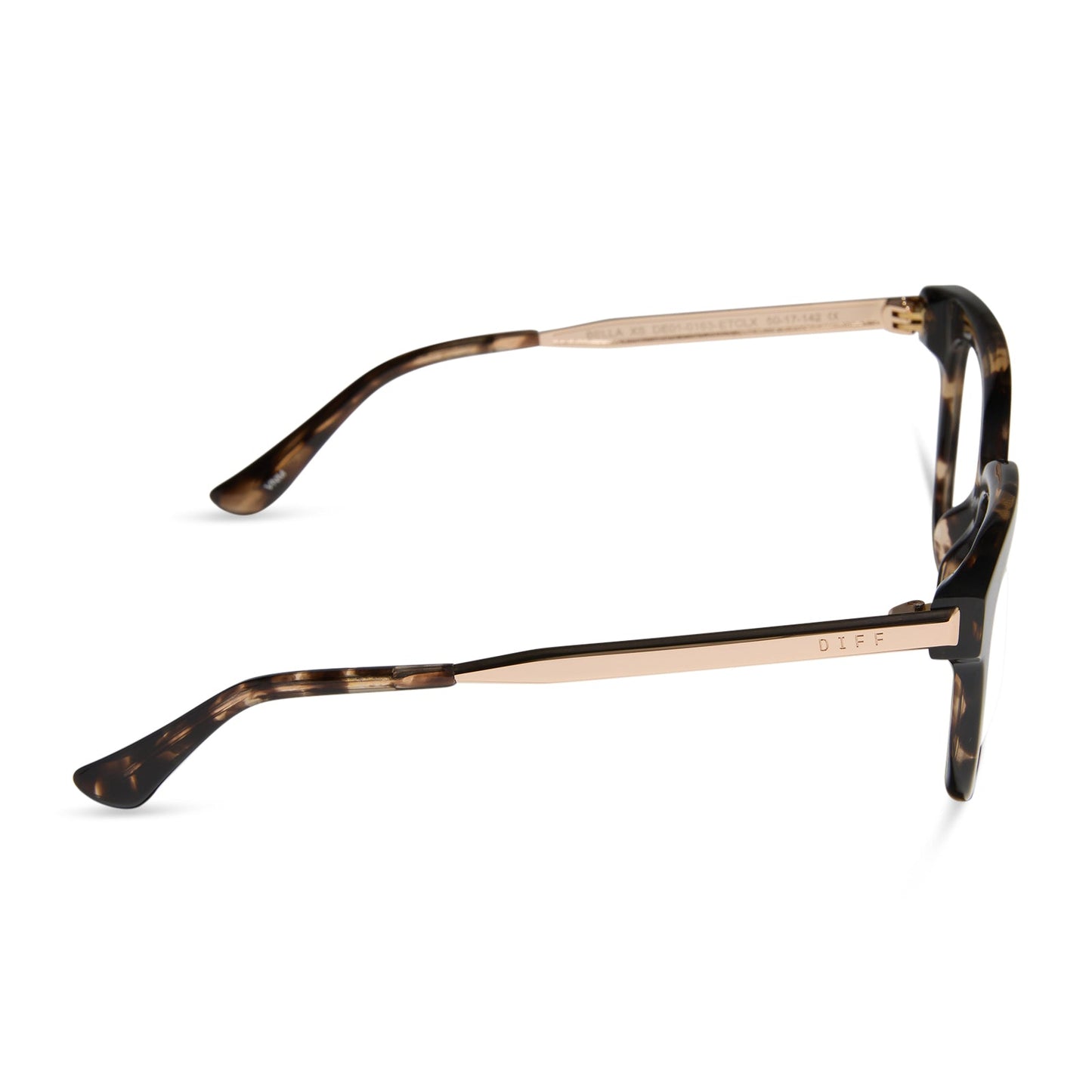 diff eyewear featuring the bella xs square prescription glasses with a espresso tortoise frame side view