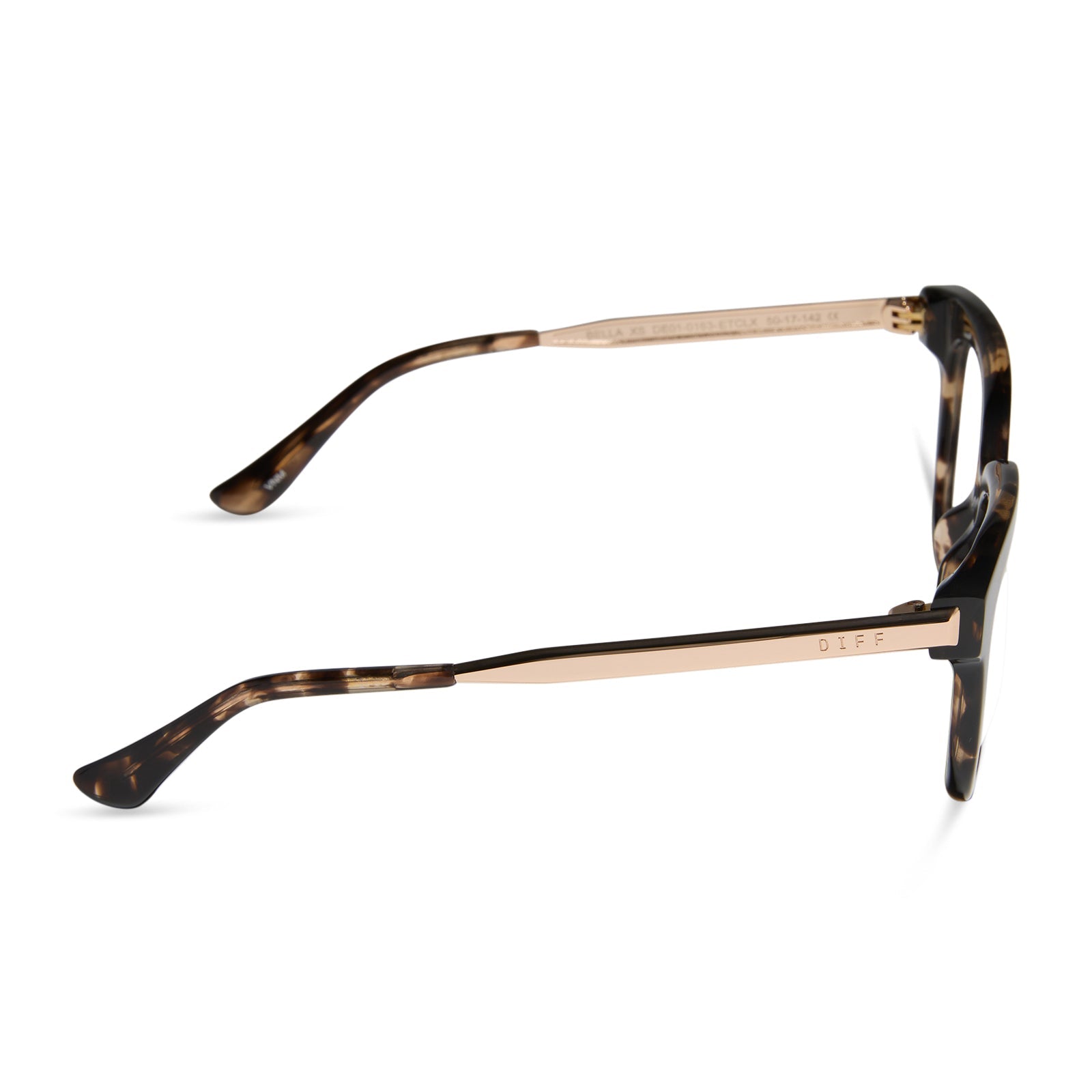 diff eyewear featuring the bella xs square prescription glasses with a espresso tortoise frame side view