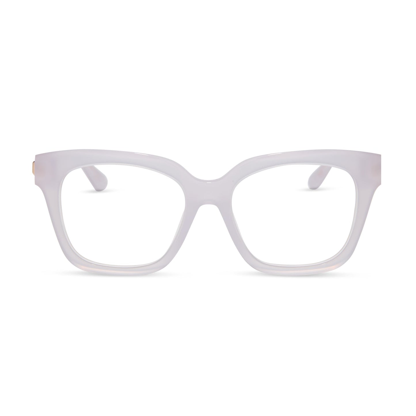 diff eyewear featuring the bella xs square prescription glasses with a thistle frame and gold temples front view