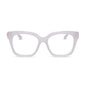 diff eyewear featuring the bella xs square prescription glasses with a thistle frame and gold temples front view