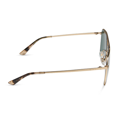 diff eyewear wholesale berkely navigator sunglasses with a gold frame and g15 lenses side view