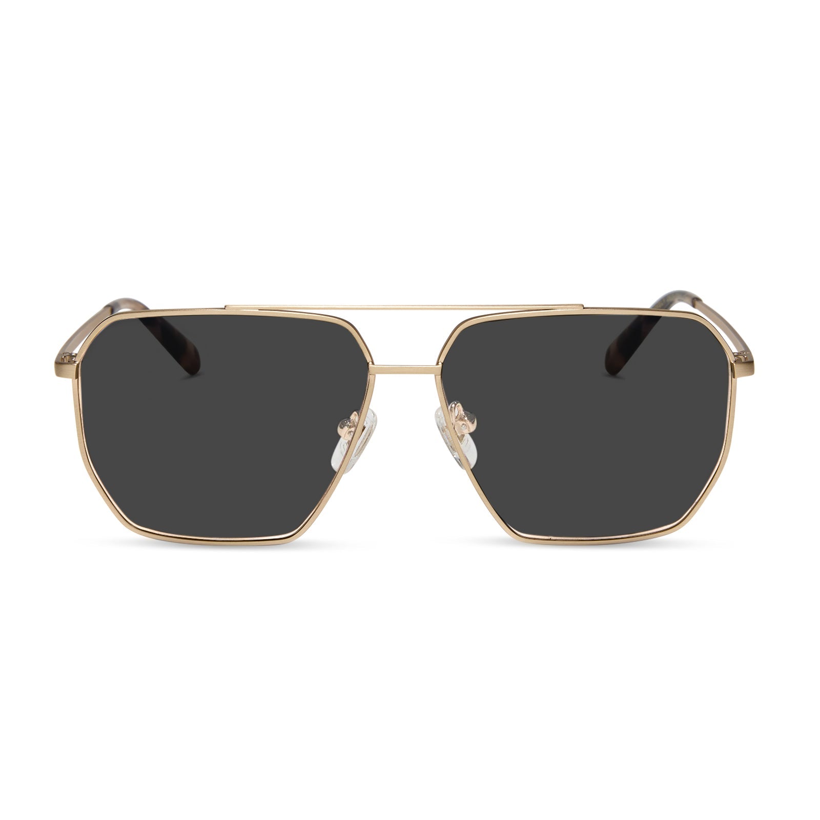 diff eyewear featuring the berkely navigator prescription sunglasses with a brushed gold frame front view