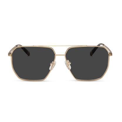 diff eyewear featuring the berkely navigator prescription sunglasses with a brushed gold frame front view