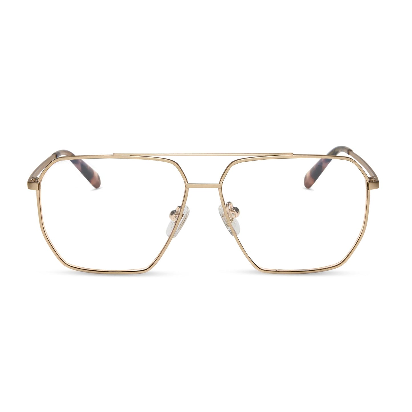 diff eyewear berkely navigator prescription glasses with a brushed gold frame front view