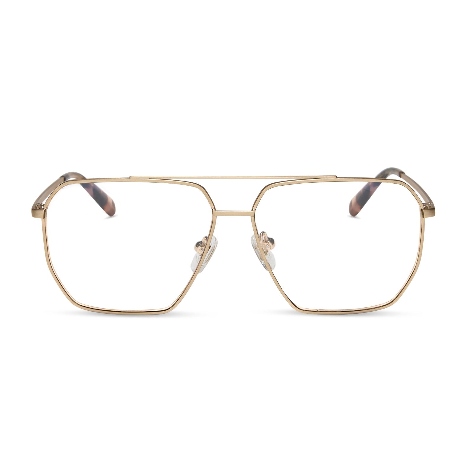 diff eyewear berkely navigator prescription glasses with a brushed gold frame front view