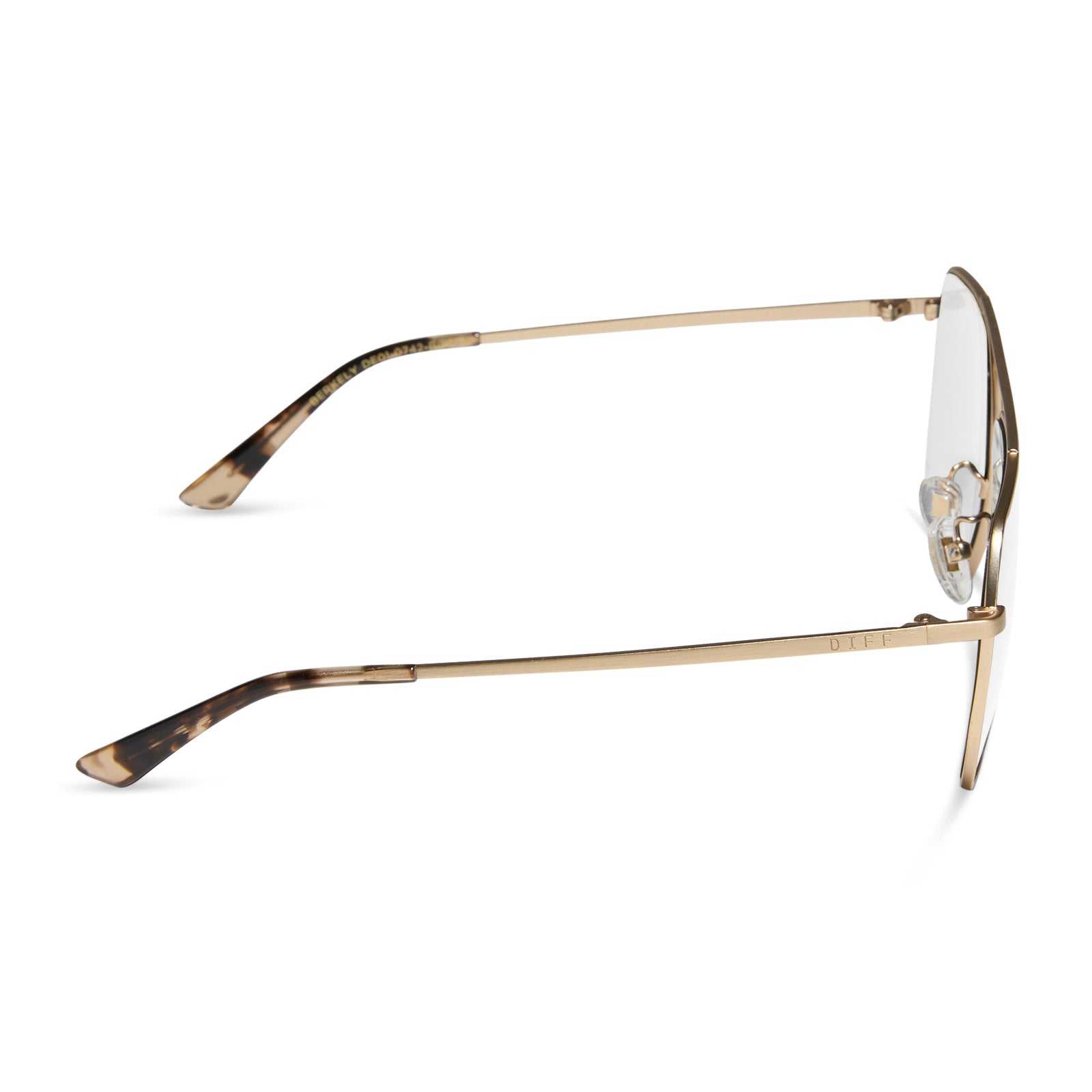 diff eyewear berkely navigator prescription glasses with a brushed gold frame side view