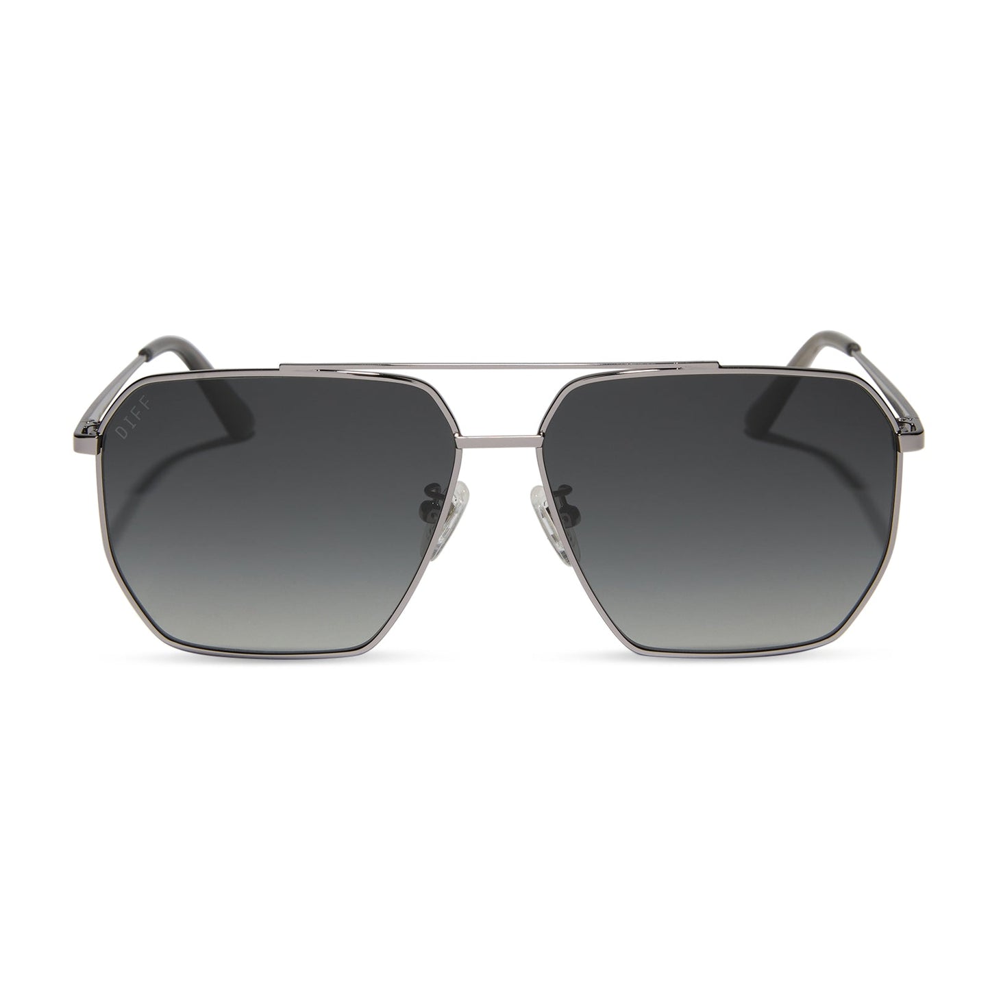 diff eyewear featuring the berkely navigator sunglasses with a gunmetal frame and grey gradient polarized lenses front view