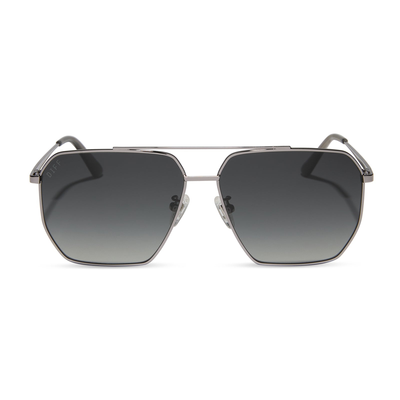 diff eyewear featuring the berkely navigator sunglasses with a gunmetal frame and grey gradient polarized lenses front view