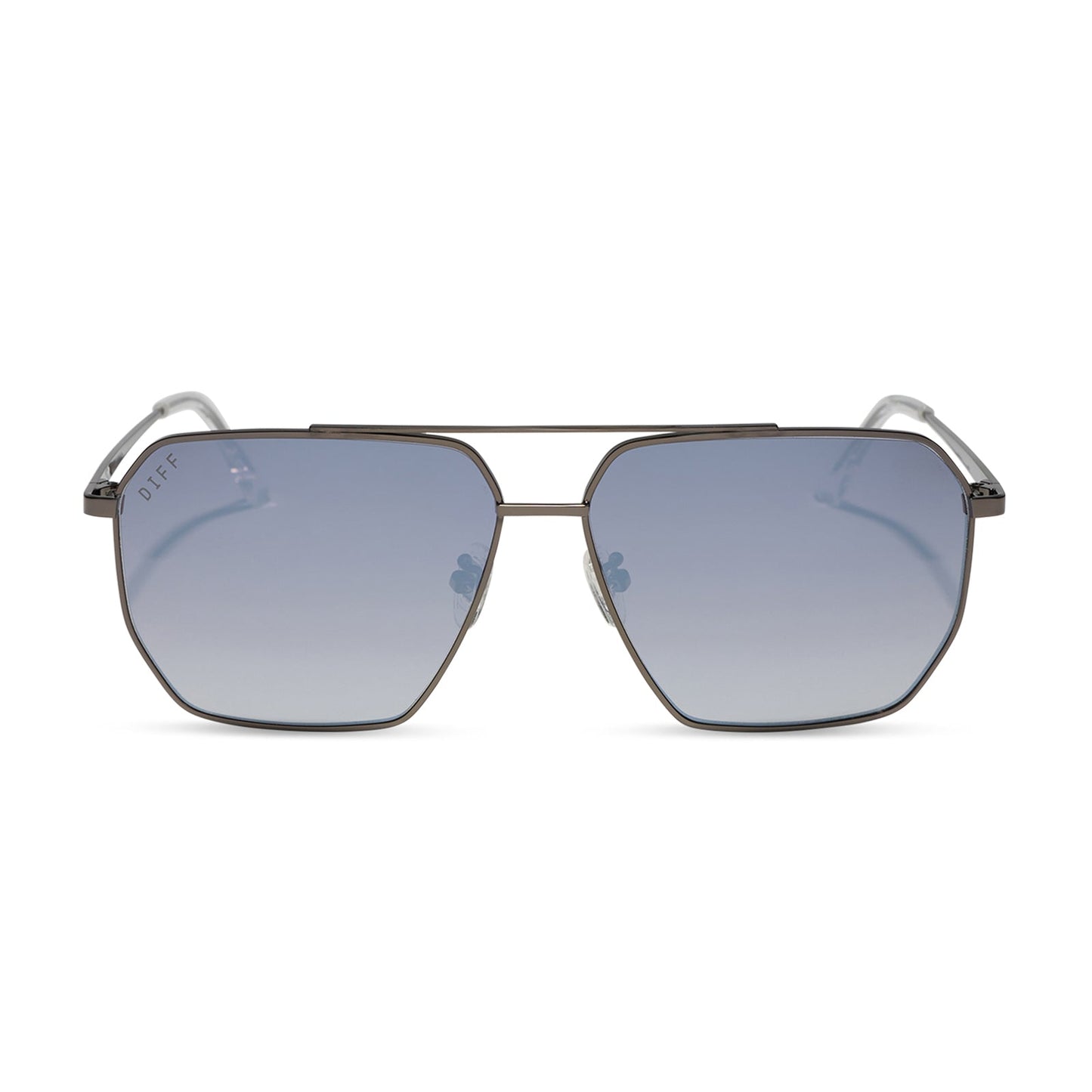 diff eyewear featuring the berkely navigator sunglasses with a gunmetal frame and slate gradient flash polarized lenses front view
