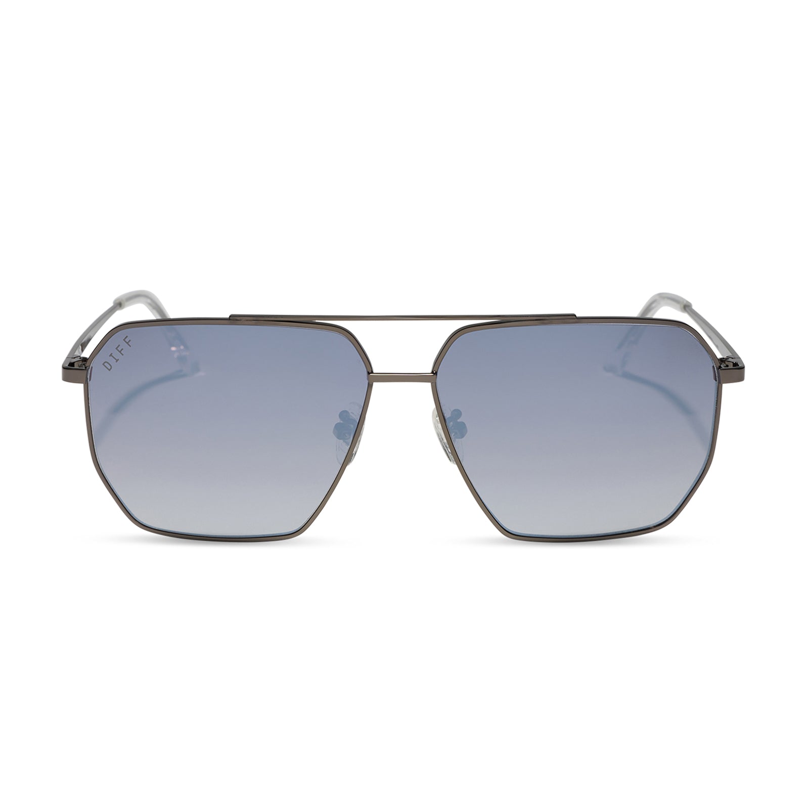 diff eyewear featuring the berkely navigator sunglasses with a gunmetal frame and slate gradient flash polarized lenses front view