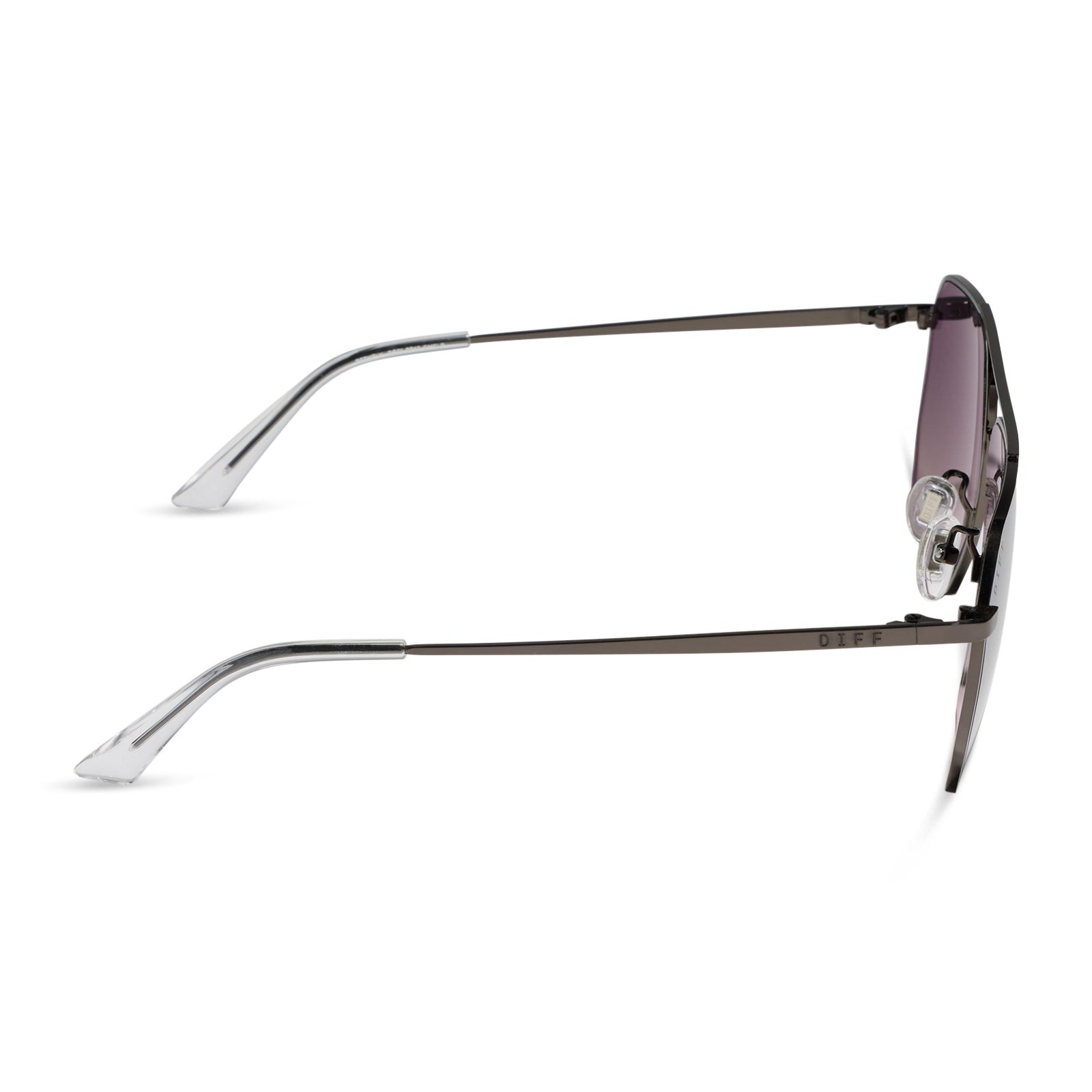 diff eyewear featuring the berkely navigator sunglasses with a gunmetal frame and slate gradient flash polarized lenses side view