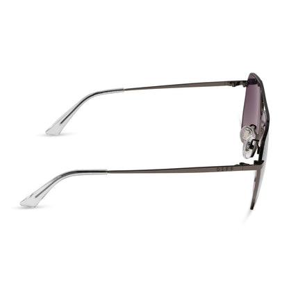 diff eyewear featuring the berkely navigator sunglasses with a gunmetal frame and slate gradient flash polarized lenses side view