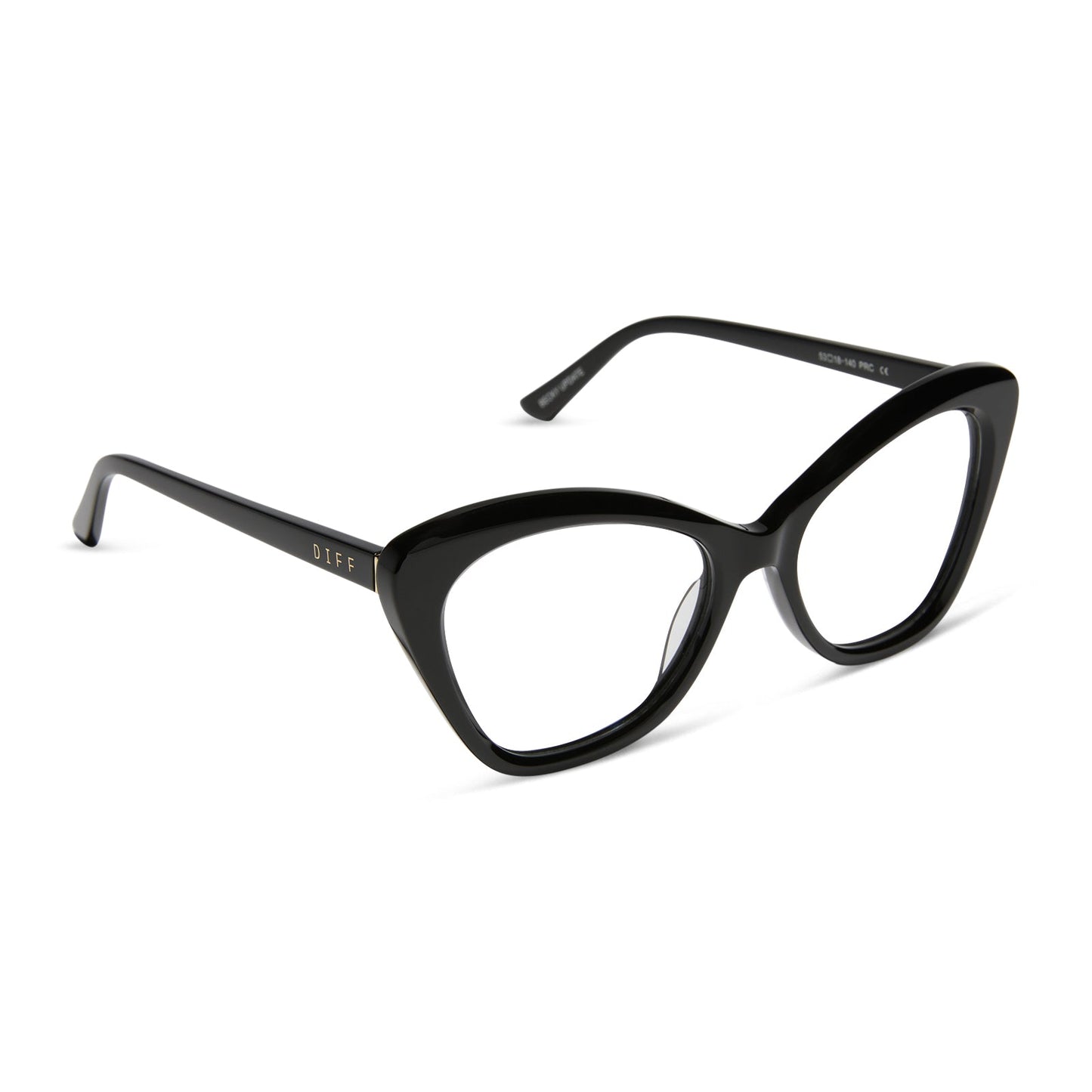 diff eyewear featuring the betty cat eye prescription glasses with a black frame angled view