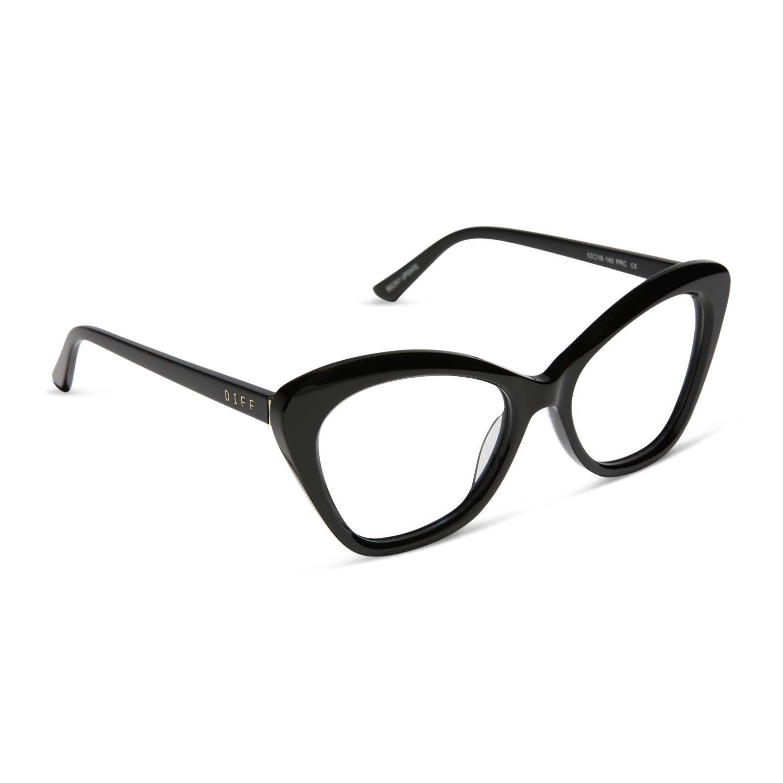 diff eyewear featuring the betty cat eye prescription glasses with a black frame angled view