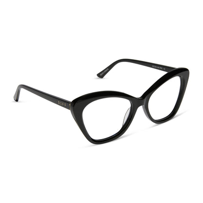 diff eyewear featuring the betty cat eye prescription glasses with a black frame angled view