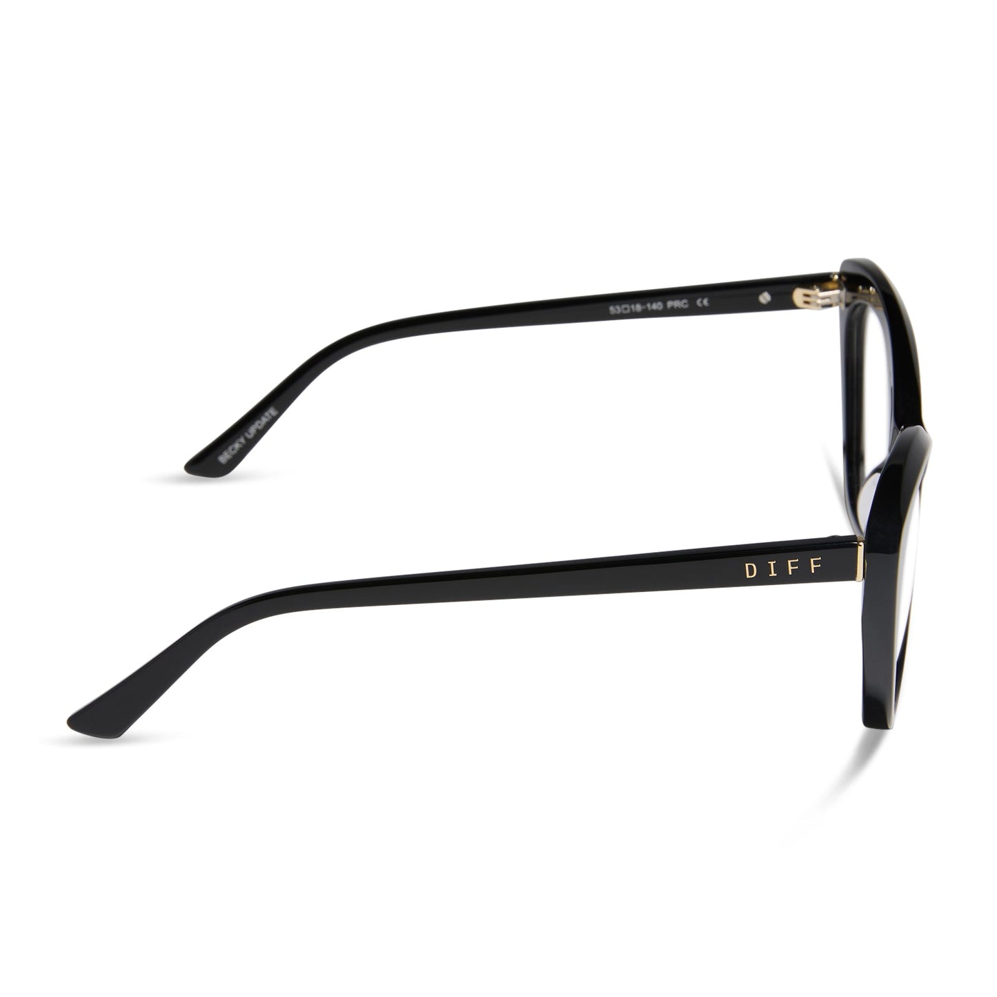 diff eyewear featuring the betty cat eye prescription glasses with a black frame side view