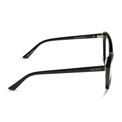diff eyewear featuring the betty cat eye prescription glasses with a black frame side view