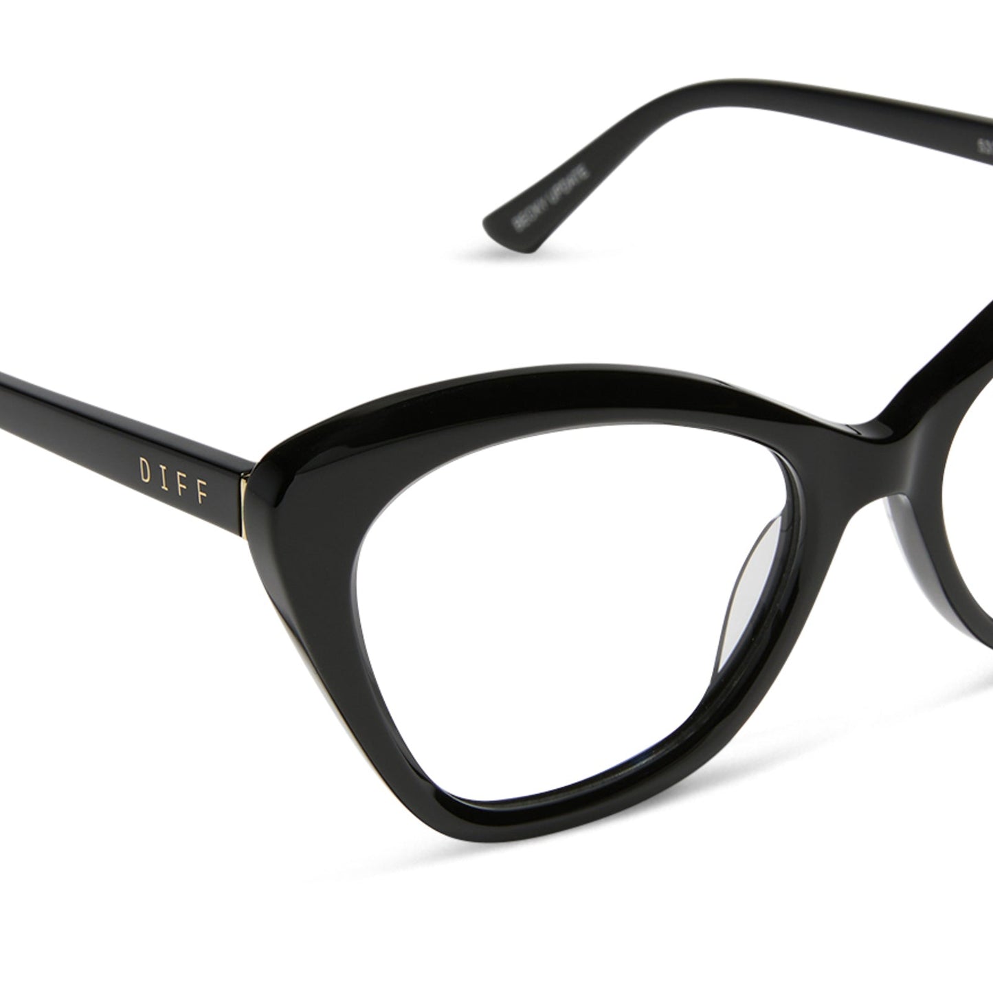diff eyewear featuring the betty cat eye prescription glasses with a black frame detailed view