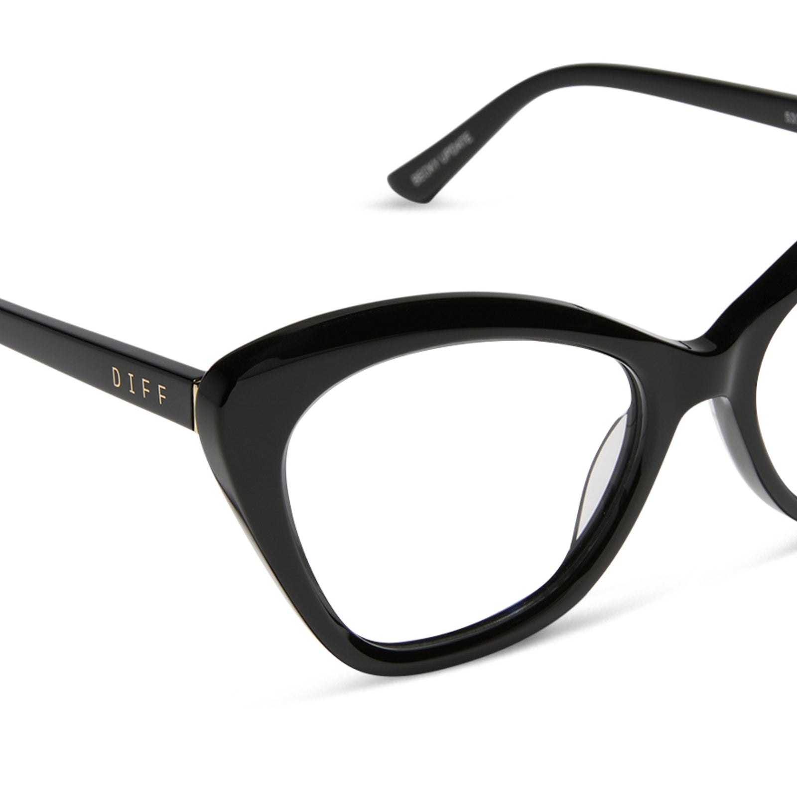 diff eyewear featuring the betty cat eye prescription glasses with a black frame detailed view