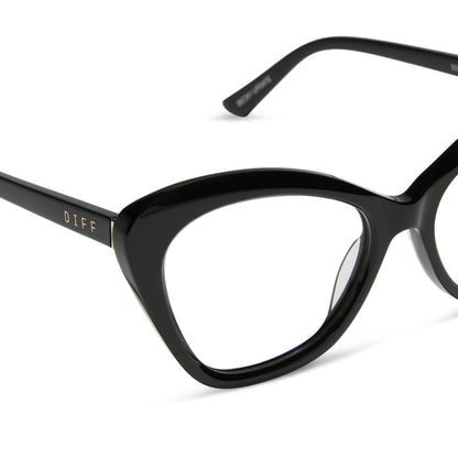 diff eyewear featuring the betty cat eye prescription glasses with a black frame detailed view