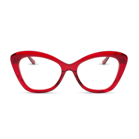 diff eyewear featuring the betty cateye prescription glasses with a red hot summer frame front view