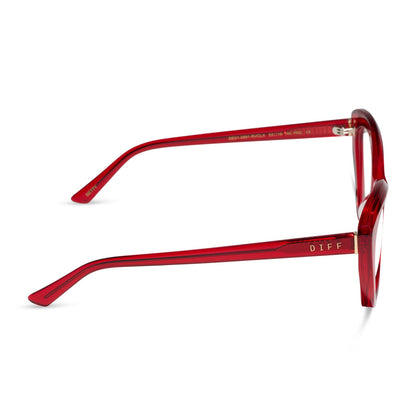 diff eyewear featuring the betty cateye prescription glasses with a red hot summer frame side view