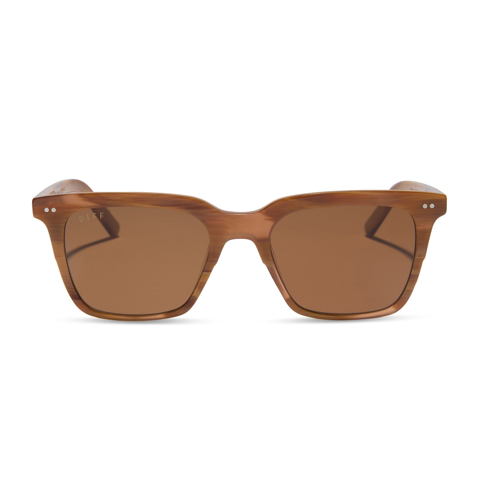 diff eyewear featuring the billie square sunglasses with a longhorn brown frame and brown polarized lenses front view