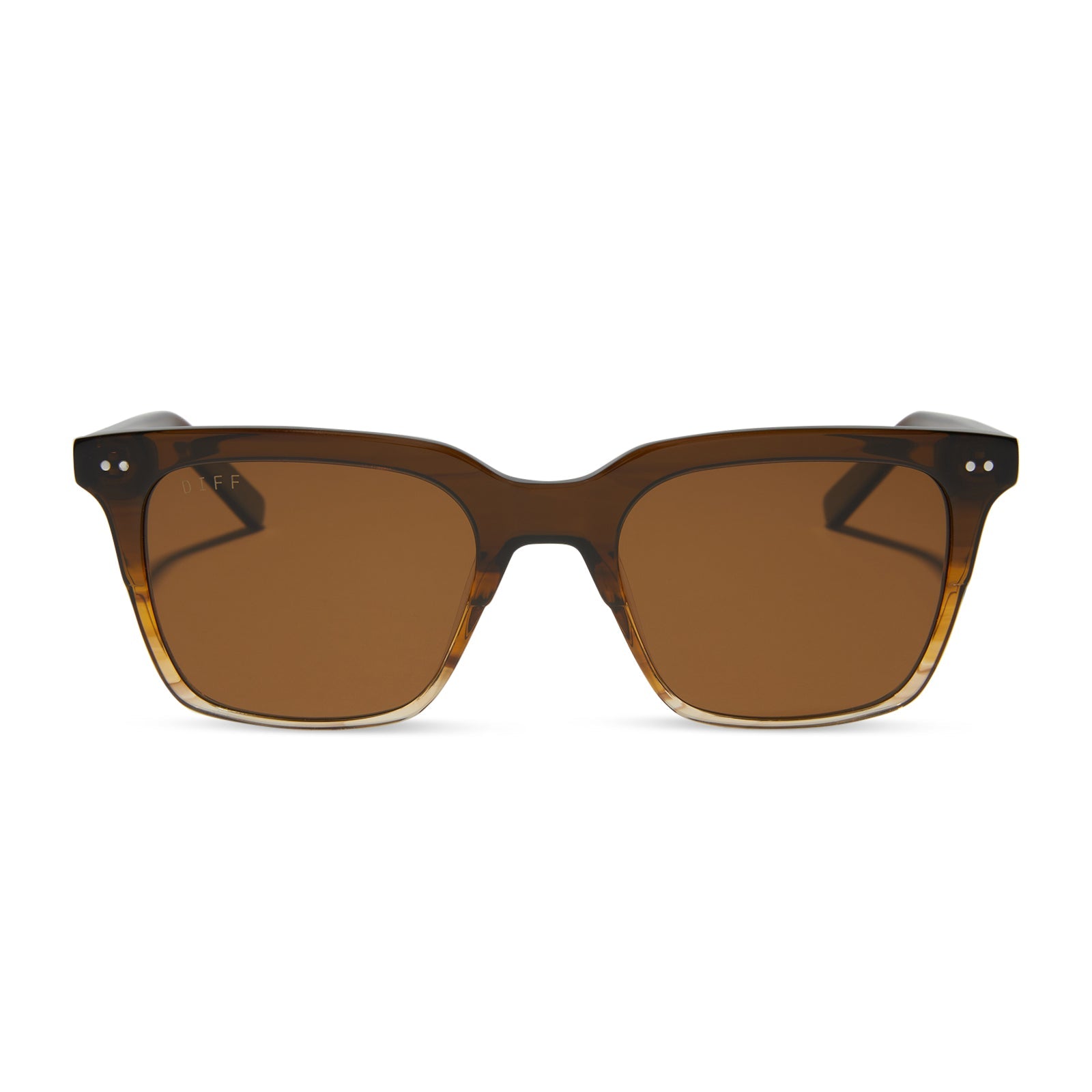 diff eyewear billie square sunglasses with a mocha brown gradient frame and brown polarized lenses front view