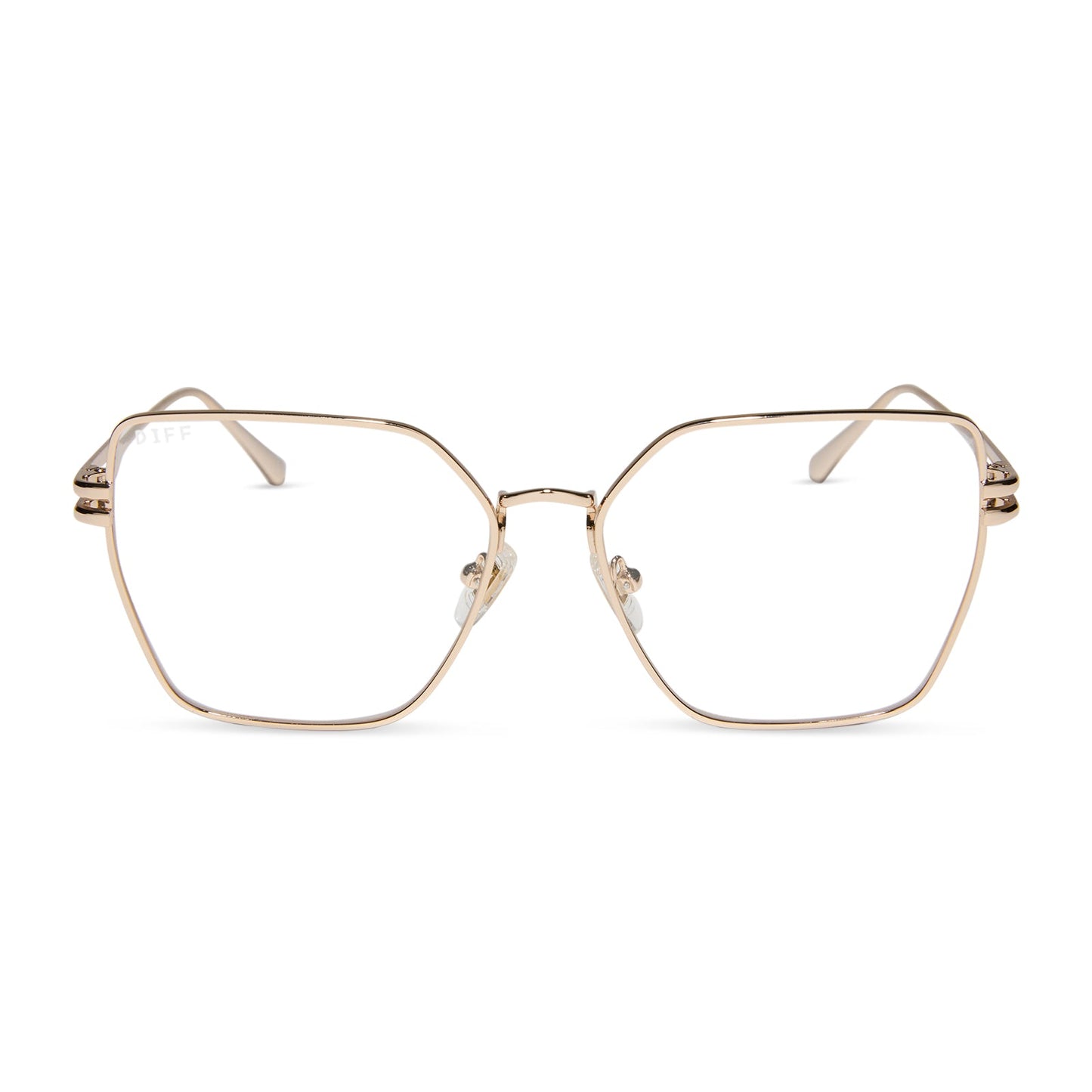 diff eyewear bonnie square prescription glasses gold front view