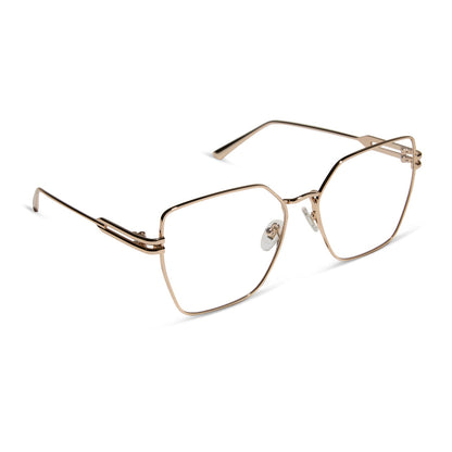 diff eyewear bonnie square prescription glasses gold angled view