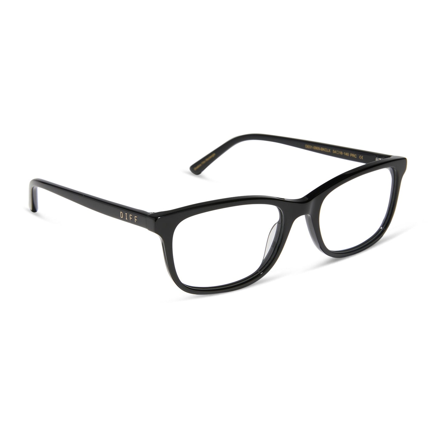diff eyewear featuring the bradford rectangle prescription glasses with a black frame angled view