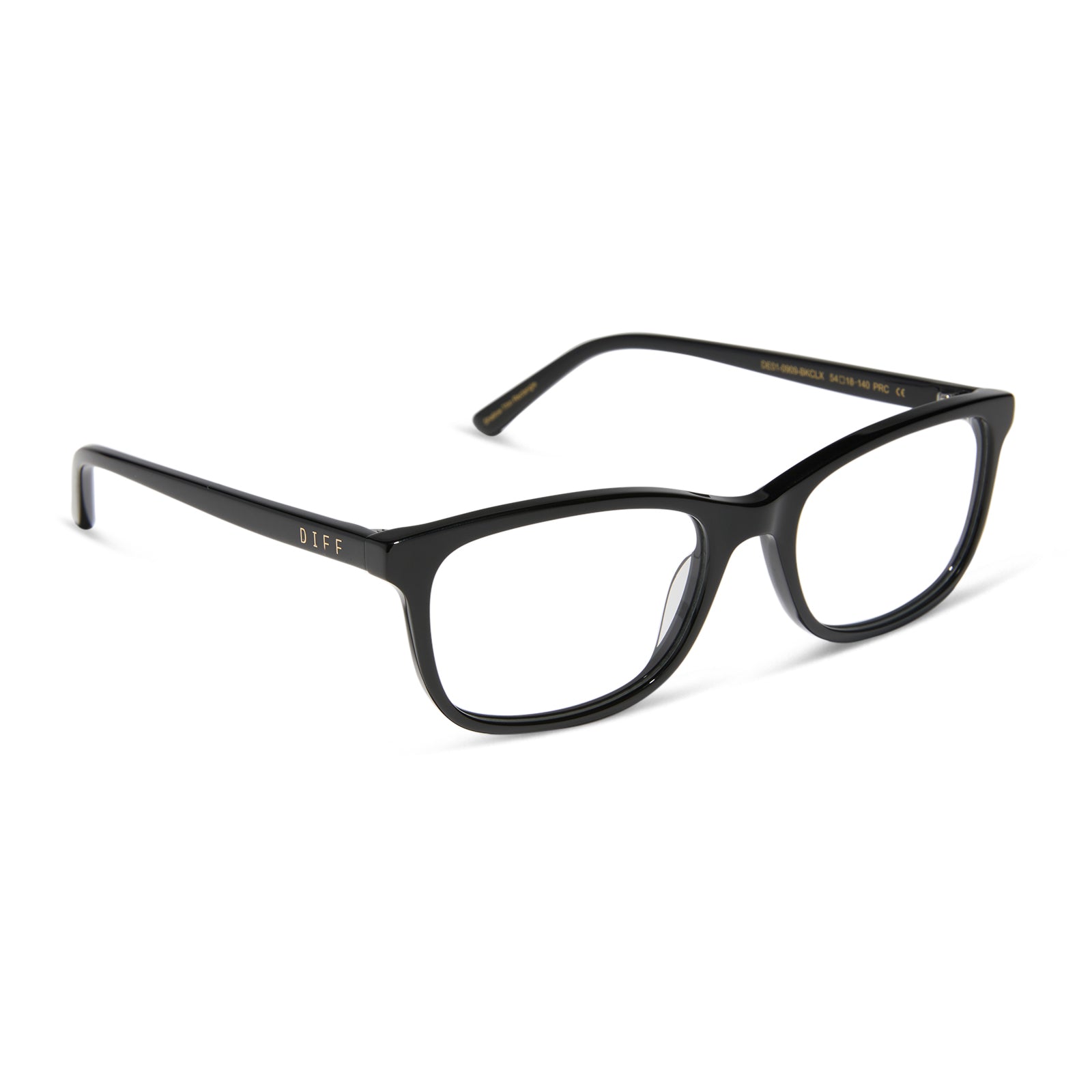 diff eyewear featuring the bradford rectangle prescription glasses with a black frame angled view