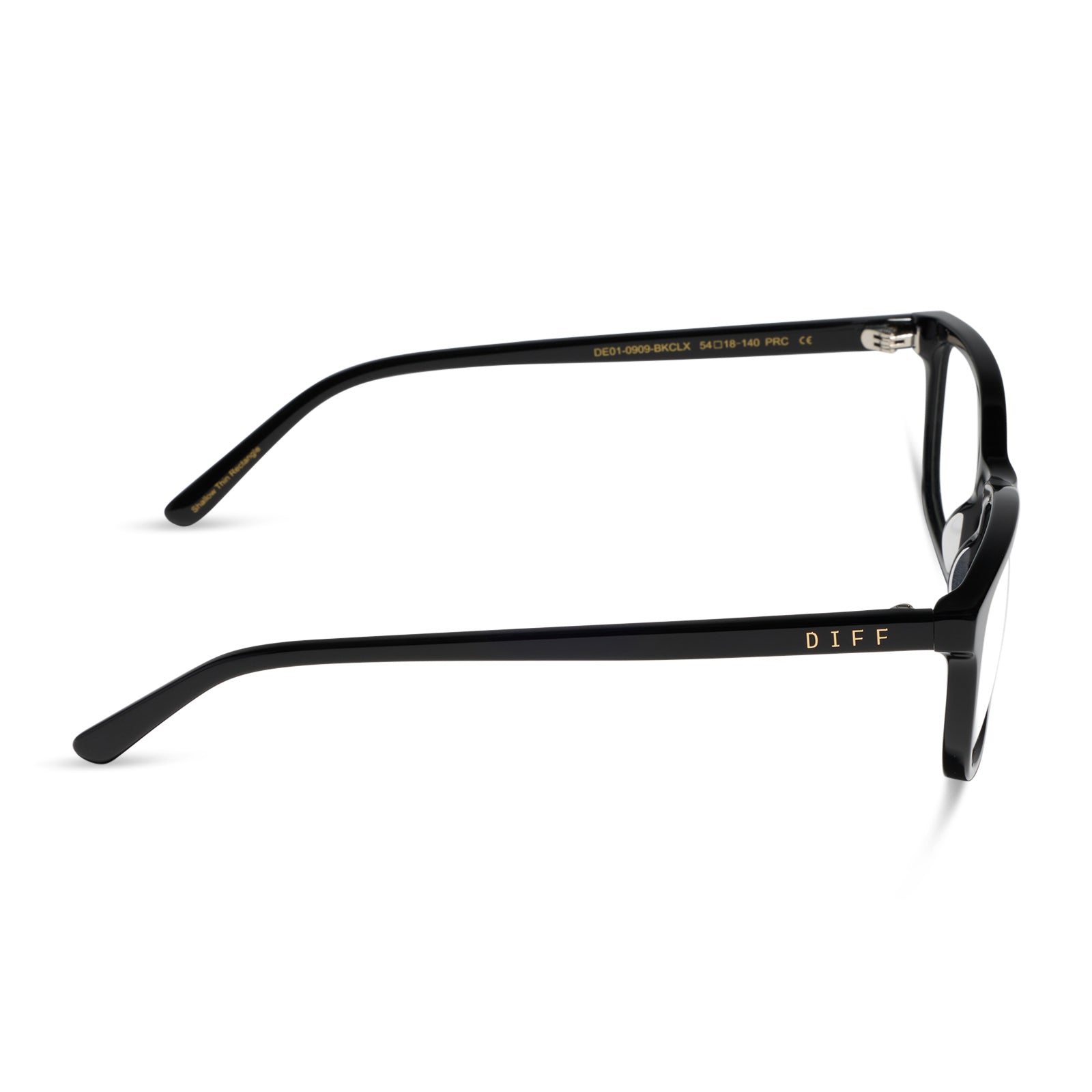 diff eyewear featuring the bradford rectangle prescription glasses with a black frame side view